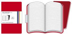 Moleskine extra small. Set 2 taccuini Volant a pagine a righe copertina rossa