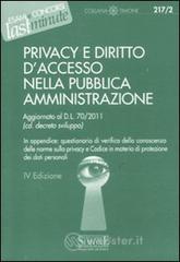 Privacy e diritto daccesso nella Pubblica Amministrazione. E-book