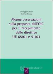 Alcune osservazioni sulla proposta dell'OIC per il recepimento delle direttive UE 65/01 e 51/03