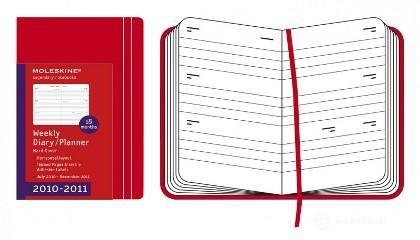 Moleskine 18 mesi - Agenda Settimanale Orizzontale 2010-2011 - Copertina rigida rossa - Large