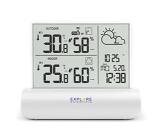 Explore Scientific WSH4501 Stazione meteorologica con display in vetro trasparente, pressione barometrica, temperatura e umidit? interna e esterna, sensore incluso, bianco (AZ)