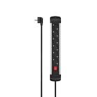 Hama - Multipresa 6 posti Schuko, spina Schuko, con interruttore, cavo da 3 metri, alluminio / nero (AZ)