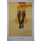 Egon Schiele - Nudo seduto con calze viola - Poster vintage originale anno 1994