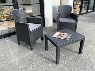 Maury's Salotto da Giardino Akita 3pz Antracite con Cuscini (Antracite)