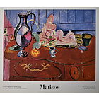 Henri Matisse - Statuetta rosa e bricco su cassettone rosso - Poster vintage originale anno 1999