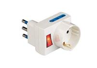 Adattatore salvaspazio pluristandard triplo con interruttre luminoso e spina 16A Bianco (AZ)