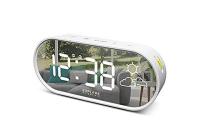 Explore Scientific RDC2002, Orologio con frontale a specchio, Ora, Temperatura interna, Previsioni del tempo a icone, Doppia sveglia, 3 livelli di luminosit?, Controllo soft touch, Porta USB, Bianco (AZ)