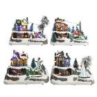 Led Village Scene 4ass In Bo, Colour: Multi, Size: 16x23.5x17cm
