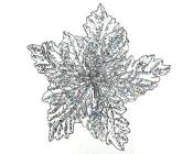 Kaemingk Decorazione Pendaglio Foglia Argento Glitter cm 23,5 (AZ)