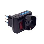 Adattatore salvaspazio pluristandard triplo con interruttre luminoso e spina 10A Nero (AZ)