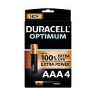 Duracell - NUOVO Optimum AAA, Batterie Ministilo Alcaline, confezione da 4, 1.5 V LR03 MX2400 (AZ)