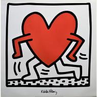 Keith Haring - Senza titolo 1984 (cuore rosso con gambe) - Poster vintage originale anno 1998