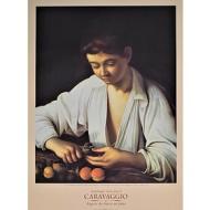 Michelangelo Merisi Caravaggio - Ragazzo che sbuccia un frutto - Poster vintage originale anno 2000