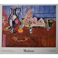 Henri Matisse - Statuetta rosa e bricco su cassettone rosso - Poster vintage originale anno 1999