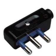 Spina elettrica salvaspazio 16A 2P+T 250 V nera (AZ)
