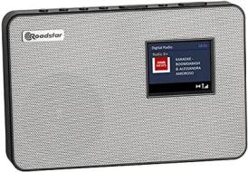 Roadstar HRA-590D+ - Radio digitale compatta con display LCD e sveglia (DAB, DAB+, FM, 2 sveglie, Sleep Timer, connettore cuffie, 40 stazioni memorizzabili, AUX-In), colore: Nero/Argento (AZ)