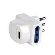 Adattatore multiplo 2 prese + 1 USB e spina 16A bianco (AZ)