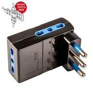 Adattatore salvaspazio pluristandard triplo con spina 16A Nero (AZ)