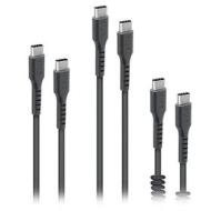 SBS Kit 3 Cables Type C-Type C 2.0: Spring 50 cm, Lenght 1m & 2m, Nero Color (AZ)