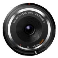 Olympus BCL-0980 Body Cap Lens Obiettivo 9 Mm 1:8.0, Fisheye, Ultrasottile, Micro Quattro Terzi, per Fotocamere OM-D e PEN, Nero (AZ)