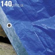 VERDELOOK Telo occhiellato in polietilene 5x4 m, grammatura 140 g/m?, Blu e Verde, Plus, Multiuso, per Copertura e stoccaggio Merce (AZ)