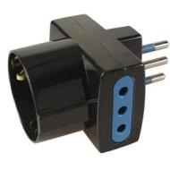Adattatore multiplo pluristandard 2+1 - spina 10A nero (AZ) Adattatore multiplo pluristandard 2+1 - spina 10A nero (AZ)