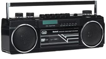 Trevi RR 511 DAB Radio Registratore con Ricevitore Digitale DAB, Mp3, UBS, Bluetooth, Funzione Full Recorder su Musicassette, Nero (AZ)