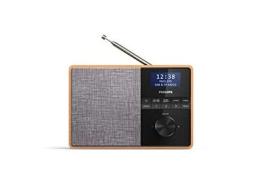 "Philips R5505/10 Radio Portatile con Bluetooth, Cabinet in Legno, DAB+/FM, Driver Dell'altoparlante Full-Range da 3"", Timer Cucina, Alimentazione a Corrente o a Batterie, Modello 2020/2021 (AZ)"