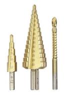 kwb 525890 Punta a gradini, set di 3 pezzi con fresa, 1 x 4-12 mm e 4-30 mm, superficie nitrurata al titanio (AZ)