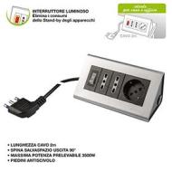 Presa multipla da scrivania 2 Bprese+tedesca e interruttore colore Nero (AZ) Presa multipla da scrivania 2 Bprese+tedesca e interruttore colore Nero (AZ)
