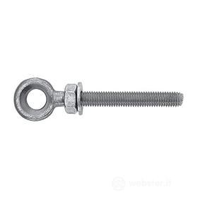 Occhiolo M6x56 classe 8.8 zincato bianco con dado e rosetta. (50 Pz.)