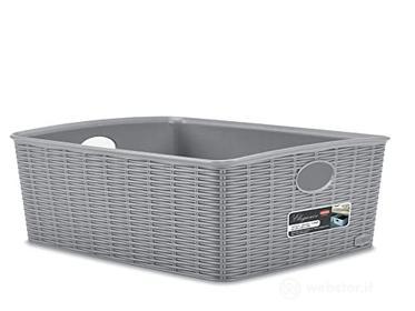 Stefanplast Elegance Cestino Rattan 36x29x13cm, Grigio (AZ)
