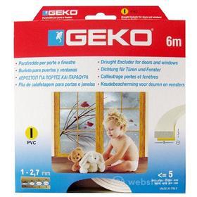 Geko 940008, Guarnizione autoadesiva per porte e finestre, L: 6 m, L x A: 9 x 3 mm, tenuta massima: 5 anni, Bianco (bianco) (AZ)