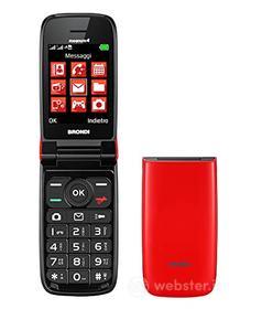 Brondi Magnum 4 Telefono Cellulare Maxi Display, Tastiera Fisica Retroilluminata, Dual Sim, 1.3 MP, Li-ion 800 mAh, Flip Attivo, Rosso (AZ)