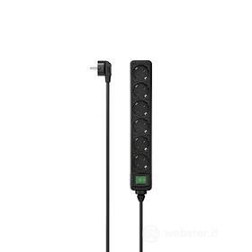Hama - Multipresa 6 posti Schuko, spina Schuko, con interruttore, cavo da 1.40 metri, nero (AZ)
