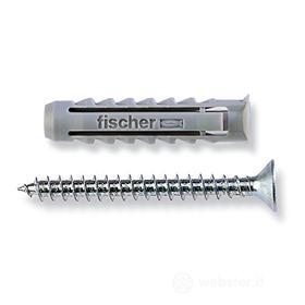 Fischer 50 Tasselli SX con vite, 8 x 40 mm, per Muro pieno e Mattone Forato, 570022 (AZ)