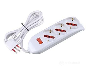 ROSI Multipresa serie Emilia spina 10A, Bianco, 3 prese schuko biv. 10/16A (AZ)