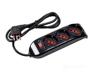 ROSI RS94002T, Multipresa serie Emilia, 3 prese schuko biv. 10/16A, Nero (AZ)