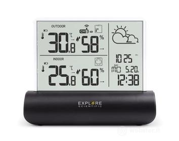 Explore Scientific WSH4501 Stazione meteorologica con display in vetro trasparente, pressione barometrica, temperatura e umidit? interna e esterna, sensore incluso, nero (AZ)