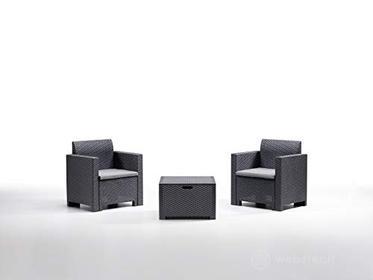 Bica 9073.4 Set Nebraska Salottino 2 Posti, Antracite, 155 x 150 x 79 cm (AZ)