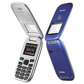 Brondi Window+ Telefono cellulare con apertura a conchiglia e flip attivo, Dual Sim, Display 1.77 pollici, Blu (AZ)