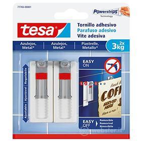 Tesa 77765-00001-00 Vite Adesiva Regolabile da 3kg per Piastrelle e Metallo, Bianco, Set di 2 Pezzi (AZ)
