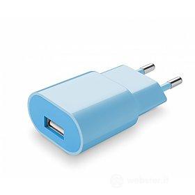 Caricabatterie USB da rete azzurro