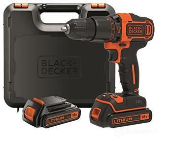 BLACK+DECKER BDCHD18KB-QW Trapano/Avvitatore con Percussione, 18 V, 2 Batterie, 0-360/0-1400 Giri/min (AZ)