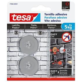 Tesa 77906-00001-00 Vite Adesiva Rotonda per Mattone e Pietra 5 kg, Acciao, Set di 2 Pezzi (AZ)