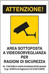 TARGA "AREA SOTTO VIDEOSORVEGL." 180X120 ADES PZ - 10 (AZ)