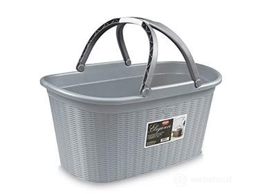 Stefanplast Elegance Cesta Rattan con Manico, Grigio, 58x37x29cm (AZ)