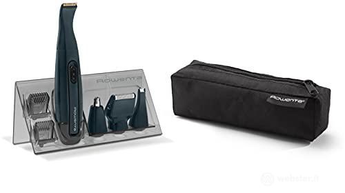 Rowenta TN3651 Nomad Mini Grooming Kit Easy Regolabarba, Pettini di Precisione da 3 mm e 6 mm, Impermeabile, Fino a 3 ore di Utilizzo, Accessorio Lama Rotante e Microlama di Precisione, Nero (AZ)