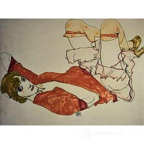 Egon Schiele - Ragazza sdraiata - Poster vintage originale anno 1994