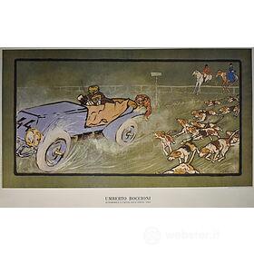 Umberto Boccioni - Automobile e caccia alla volpe 1904 - Poster vintage originale anno 1998